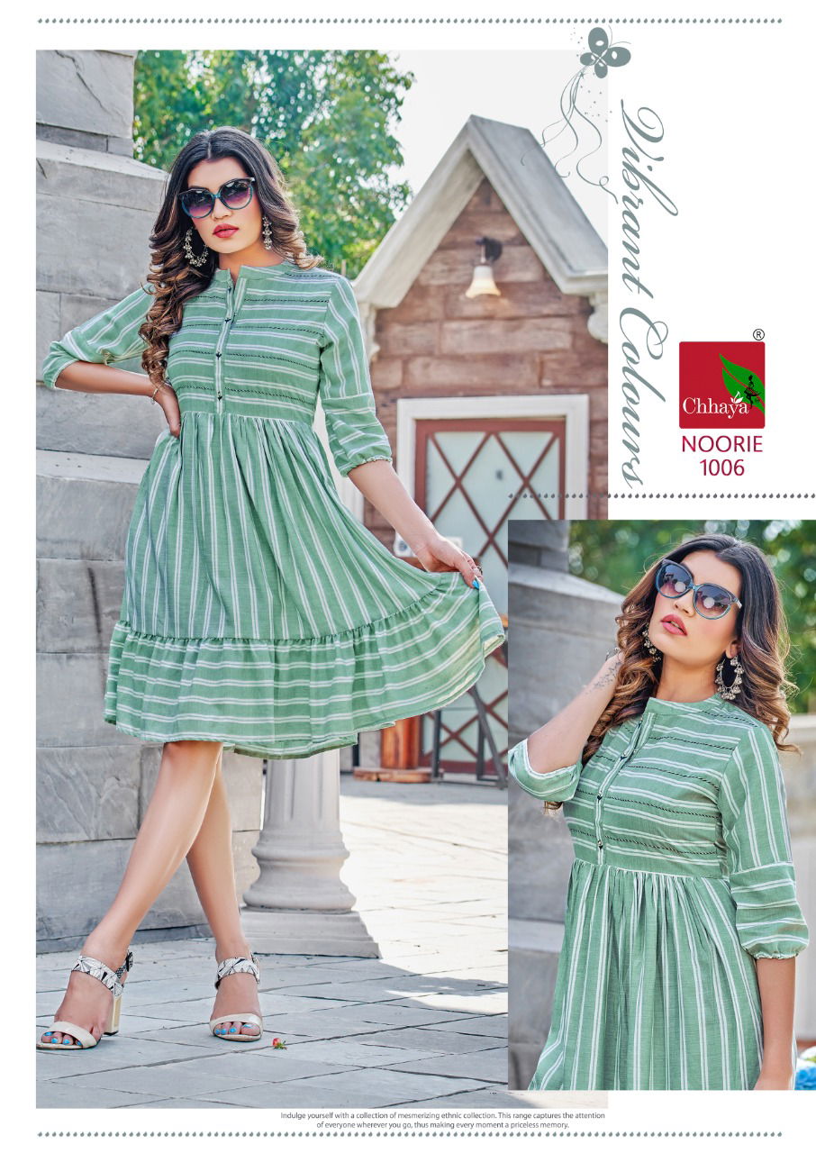 Noorie Chhaya Printed Rayon Party Wear Kurtis Wholesale Shop In Surat